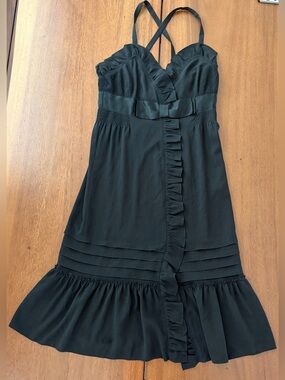 Vintage Prada Black Textured Ruffle Dress with Bow